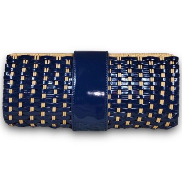 Tory Burch Woven Navy Leather Clutch - Picture 3 of 10